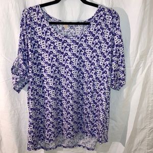 Michael Kors 2xl women’s short sleeve shirt purple and white floral design